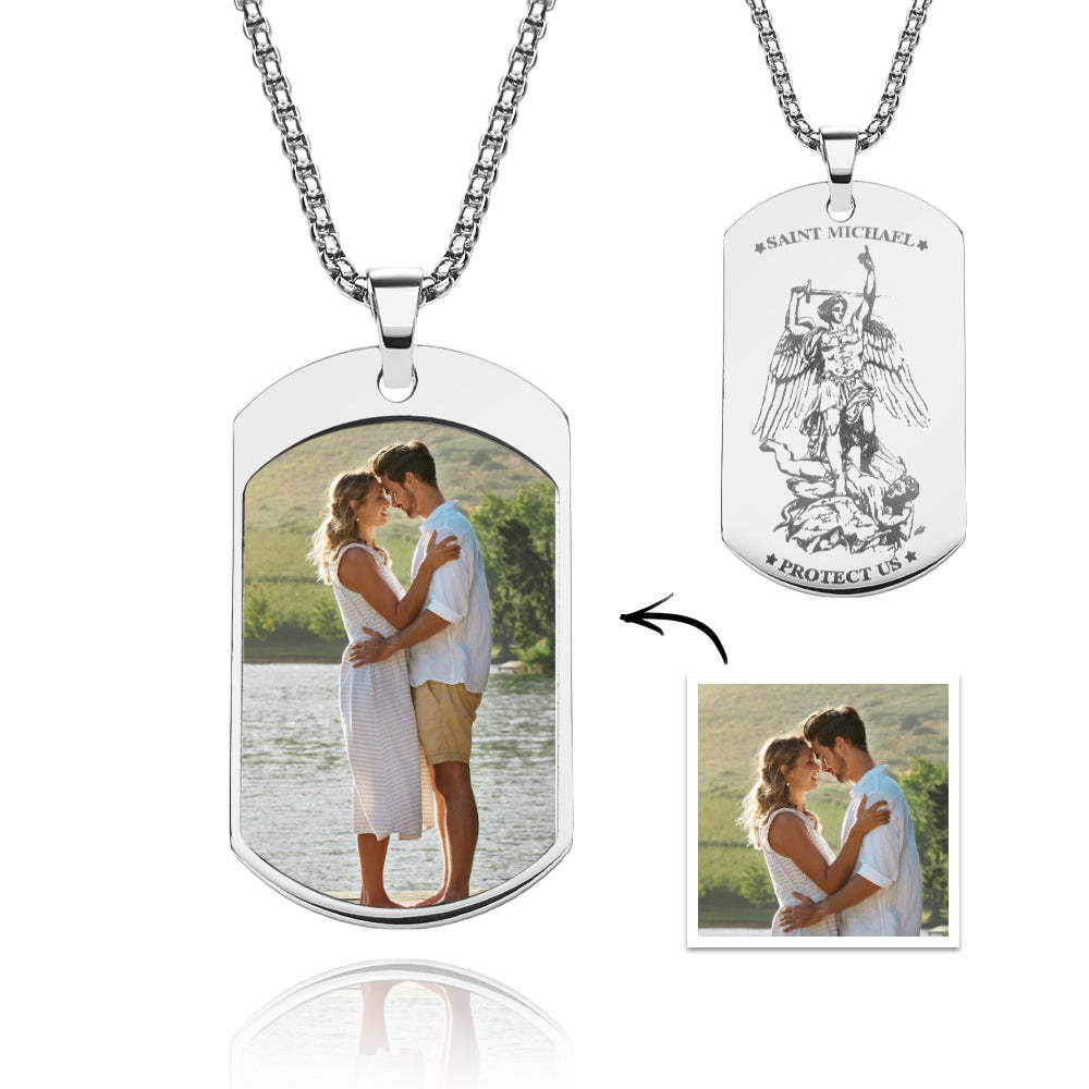 Custom Photo Necklace Archangel Saint Michael Jewelry Pendant - yournamenecklaceau