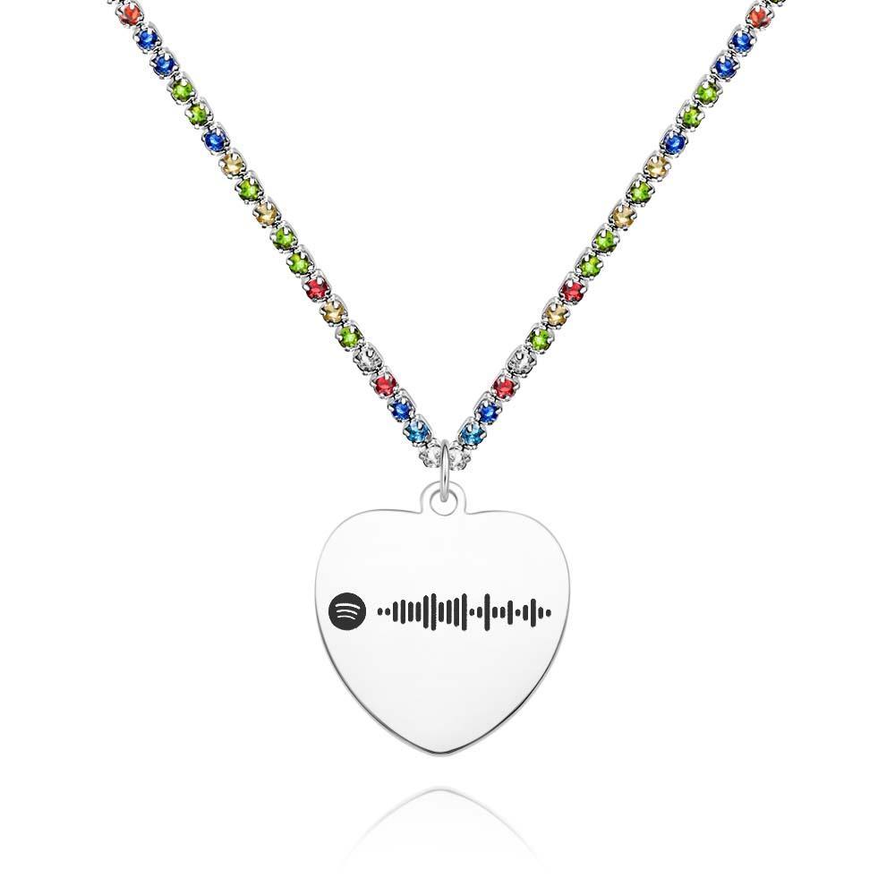 Custom Spotify Code Necklace Tennis Chain Engraved Necklace Gifts For Couple's - yournamenecklaceau
