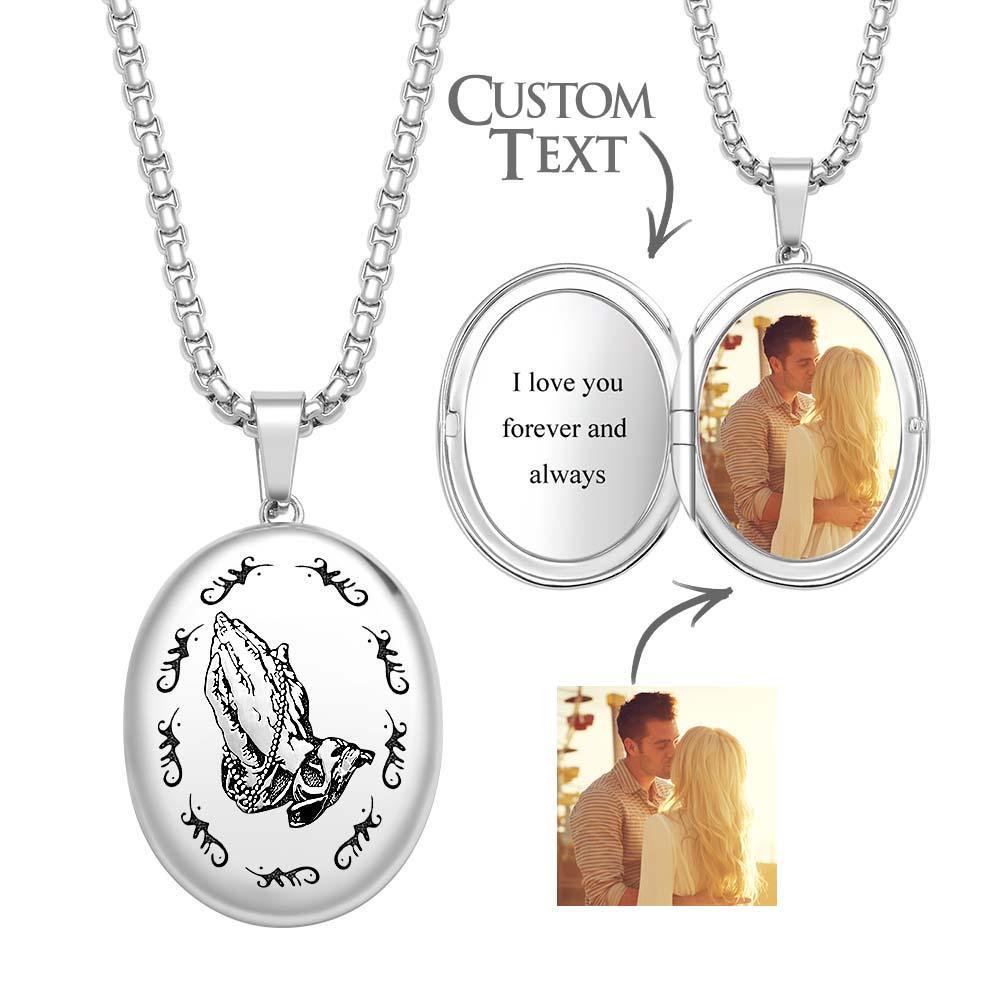 Custom Photo Locket Necklace Personalized Engravable Prayer Amulet Necklace Jewelry For Men Women - yournamenecklaceau