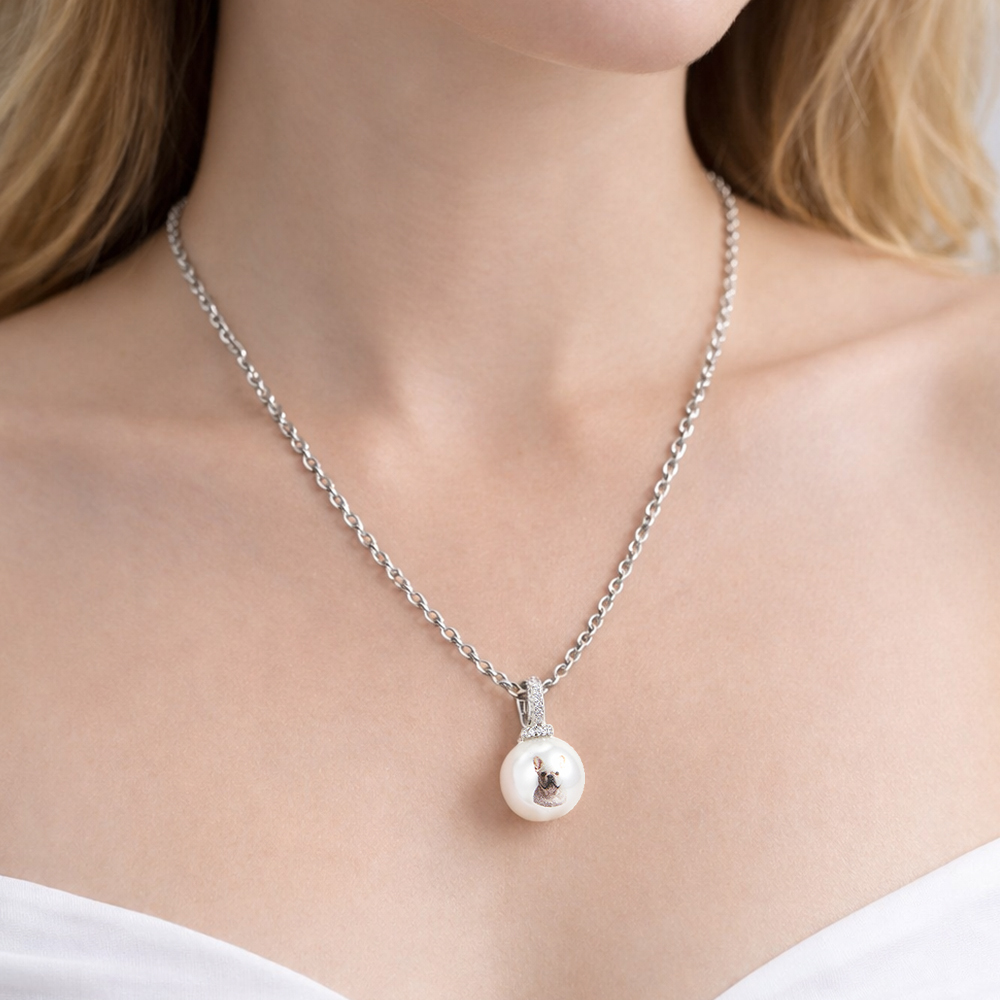 Custom Pet Photo Pearl Necklace Personalized Pet Portrait Pearl Chain Can Be Adjustable Pendant Necklace Natural Pearl Jewelry Gift For Pet Lovers - NameNecklaceAU