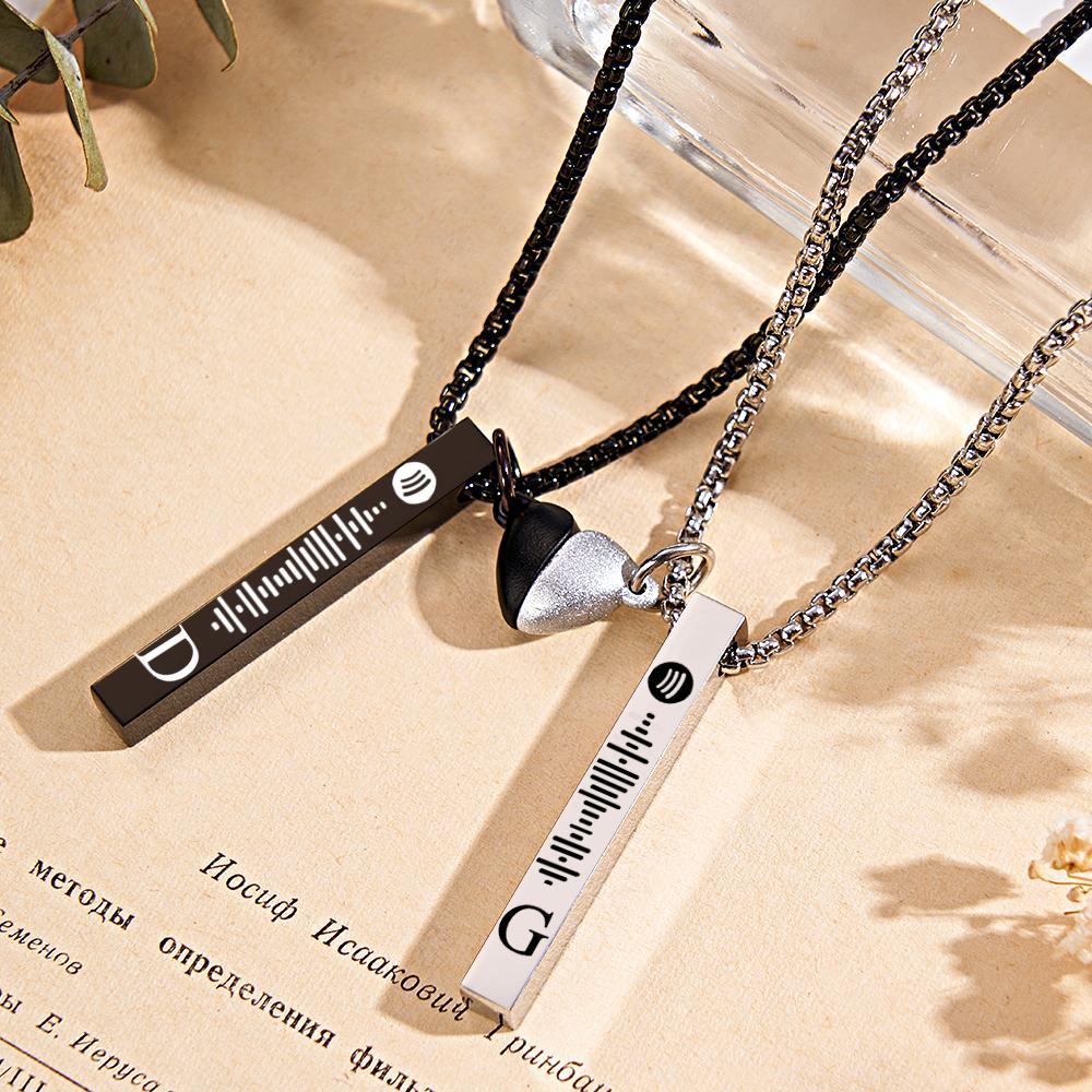 Bar Necklace with Custom Spotify Code Engraving Initial Personalized gift Unisex Necklace for Couple - yournamenecklaceau