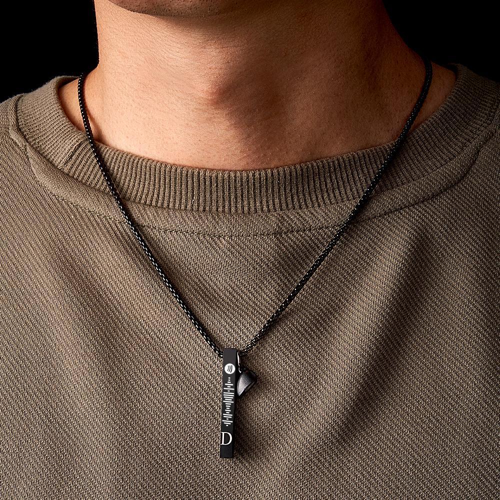 Bar Necklace with Custom Spotify Code Engraving Initial Personalized gift Unisex Necklace for Couple - yournamenecklaceau