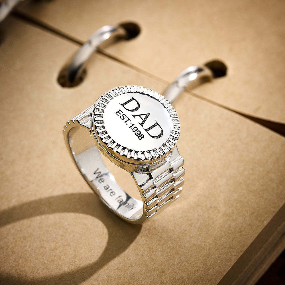 Custom Photo Engraved Signet Ring Personalized Photo Locket Ring Birthday/Father's Day/Memorial Gift for Dad/Husband/Lover - yournamenecklaceau