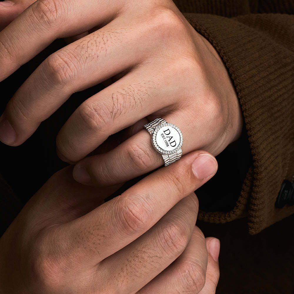 Custom Photo Engraved Signet Ring Personalized Photo Locket Ring Birthday/Father's Day/Memorial Gift for Dad/Husband/Lover - yournamenecklaceau