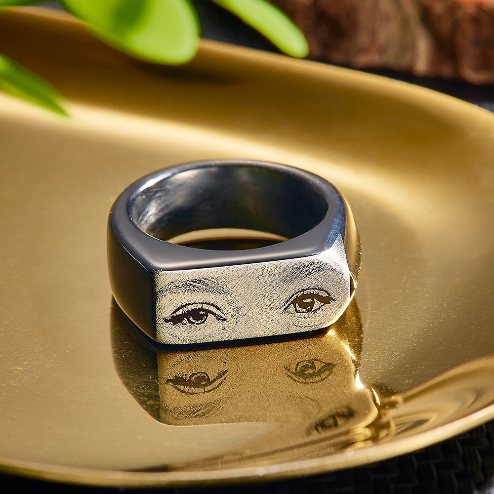 Eyes Engraved Ring Custom Engraved Ring Gift Unique Gift - NameNecklaceAU