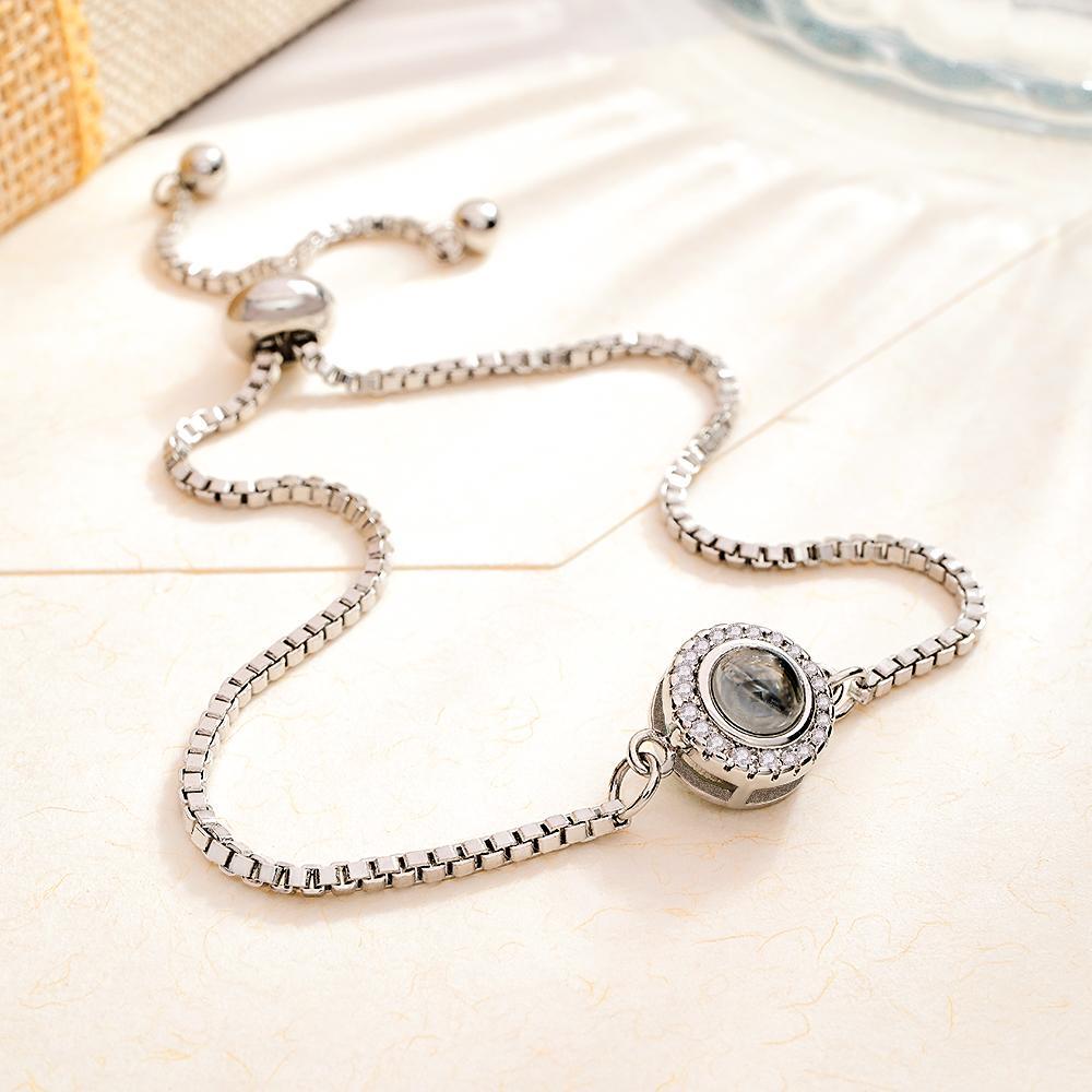 Personalized Photo Projection Bracelet Round Zircon Adjustable Bracelet Valentine's Day Gift - yournamenecklaceau