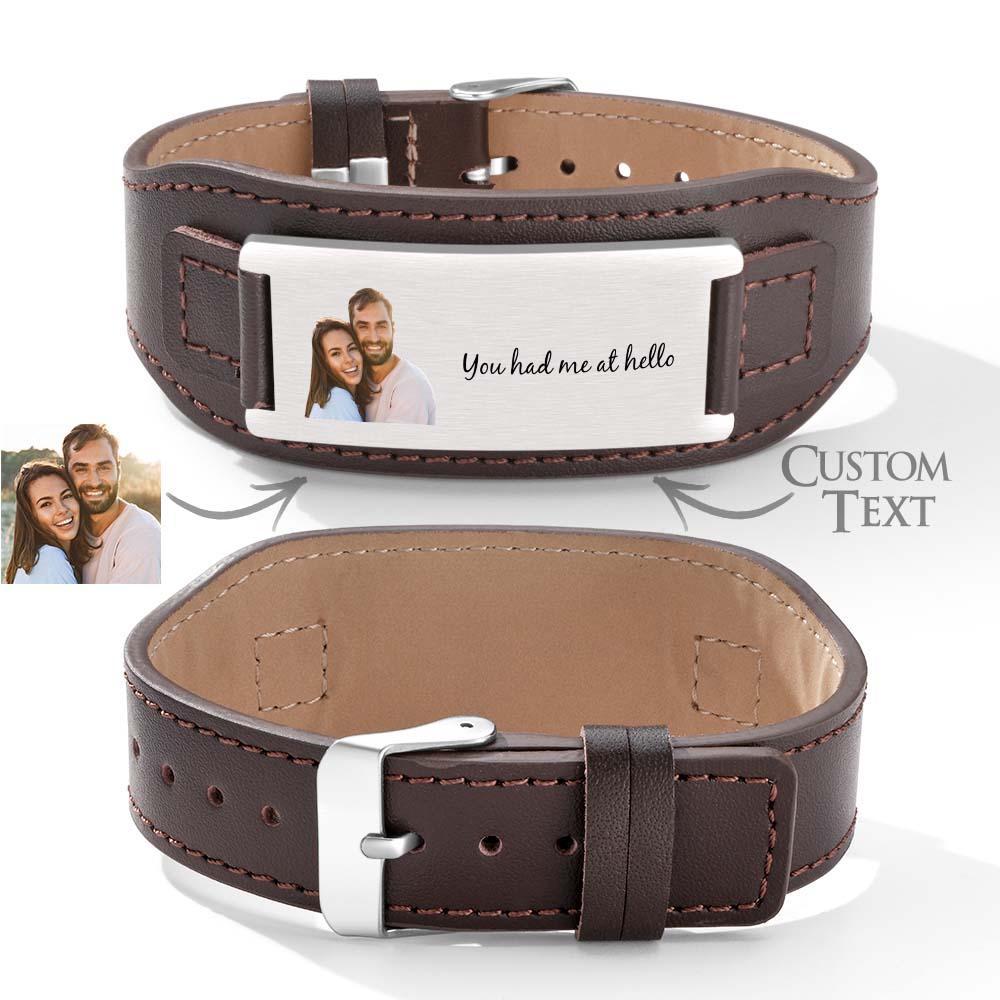 Custom Engraved Bracelet Simple Leather Gifts for Men - yournamenecklaceau