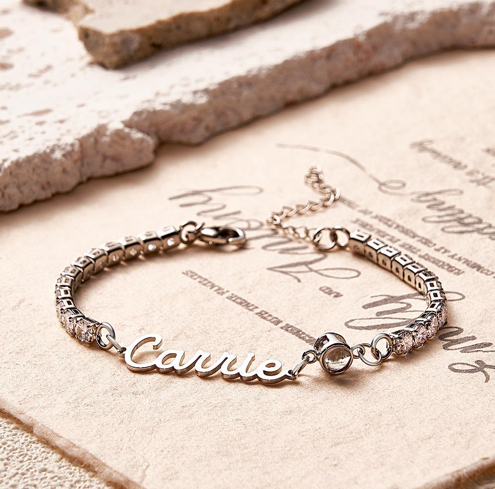 Custom Name Tennis Bracelets Projection Unique Gifts for Girl - yournamenecklaceau