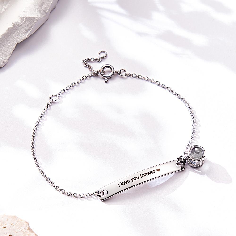 Custom Projection Engraved Bracelet Simple Gift for Girl - yournamenecklaceau