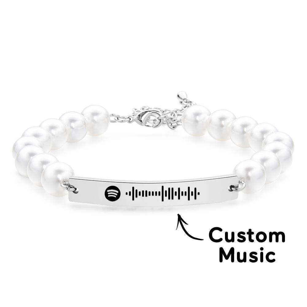 Custom Scannable Spotify Code Bracelet Pearl Love Gift - yournamenecklaceau