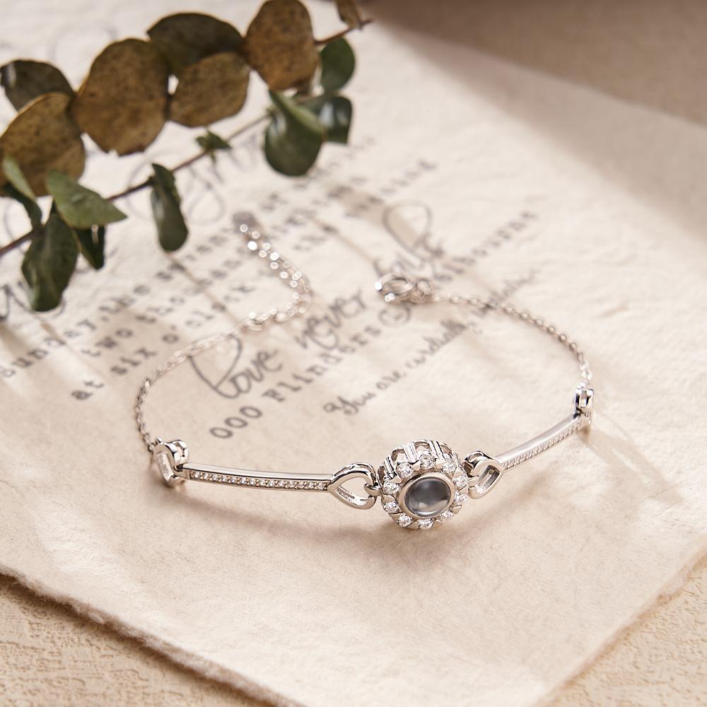 Custom Projection Bracelet Heart Unique Gift for Her - yournamenecklaceau