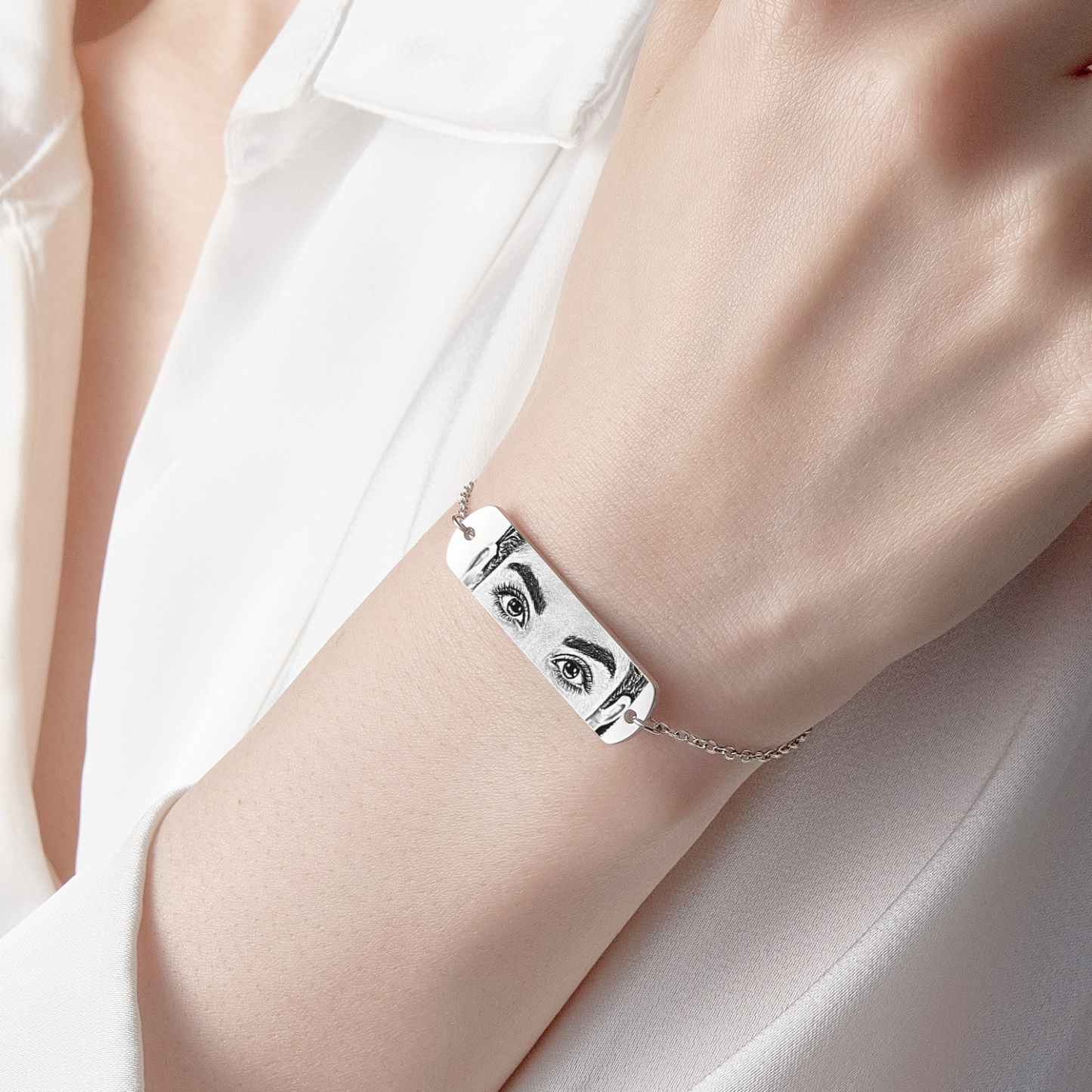 Custom Photo Bracelet Eyes Bracelet Bar Bracelet Gifts for Her - NameNecklaceAU