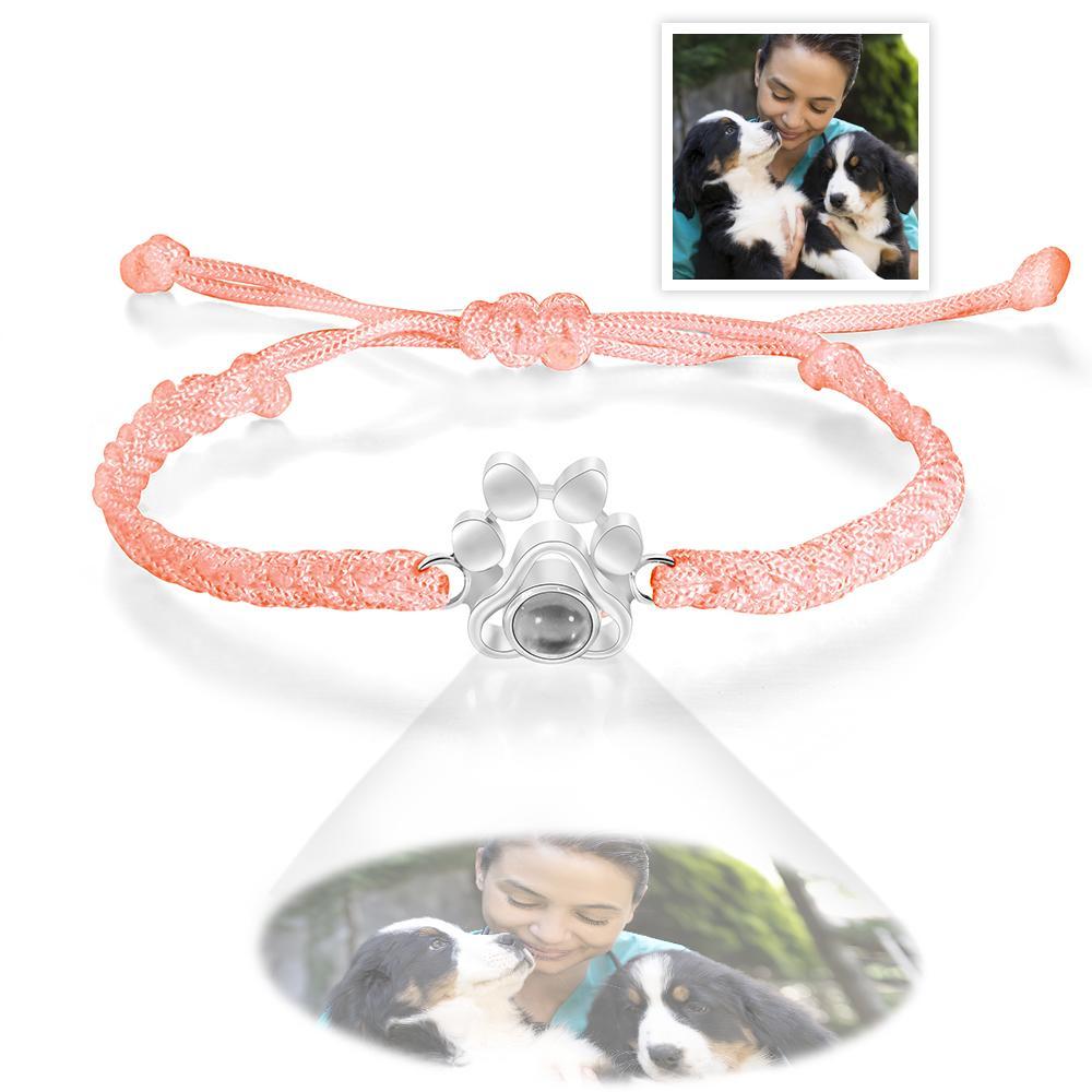 Custom Dog Paw Photo Projection Bracelet Braided Rope Bracelet Gift for Pet Lover - yournamenecklaceau