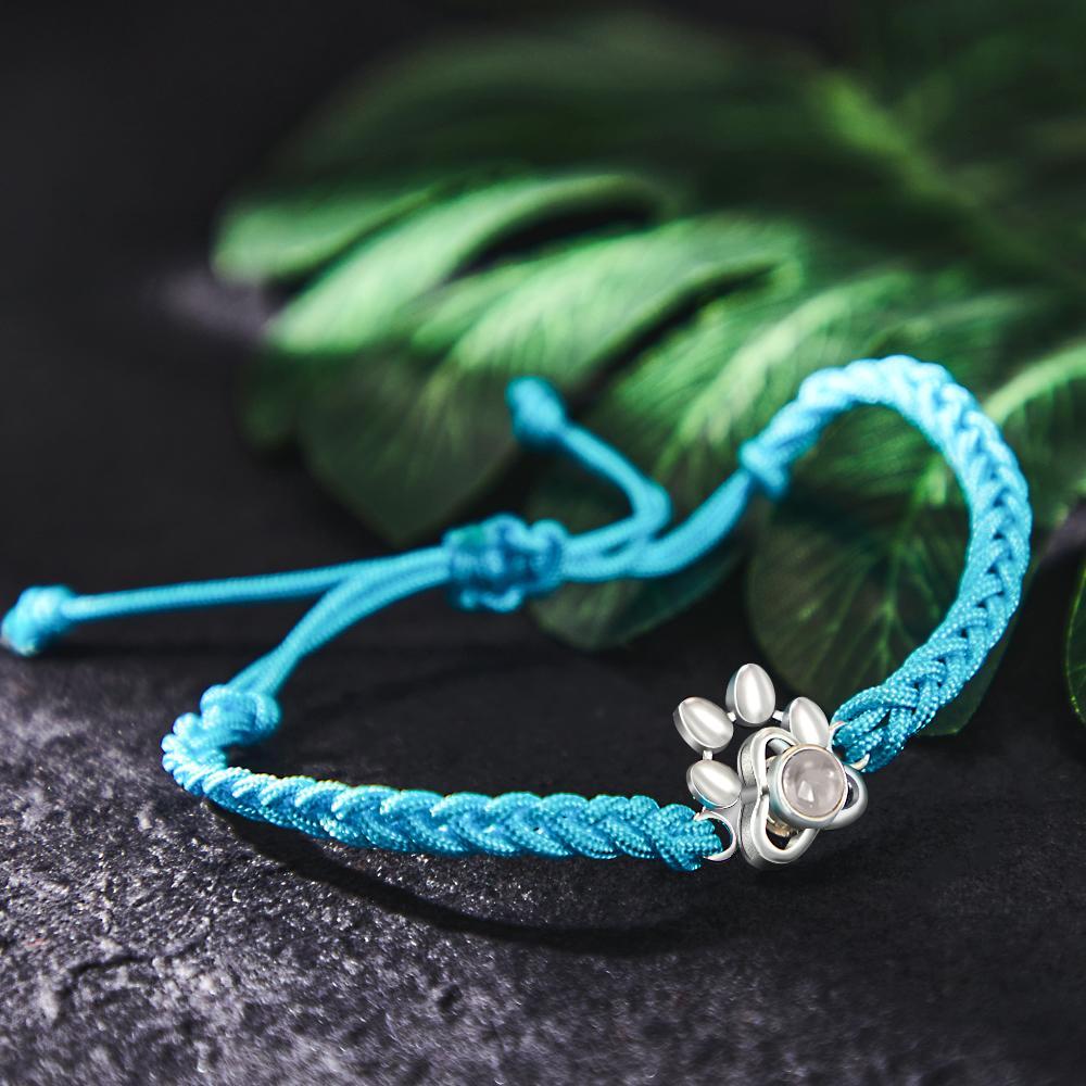 Custom Dog Paw Photo Projection Bracelet Braided Rope Bracelet Gift for Pet Lover - yournamenecklaceau