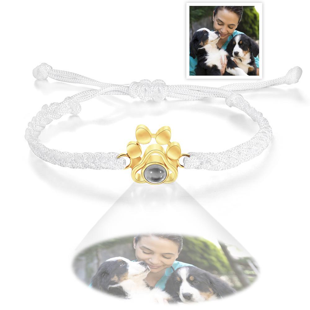 Custom Dog Paw Photo Projection Bracelet Braided Rope Bracelet Gift for Pet Lover - yournamenecklaceau