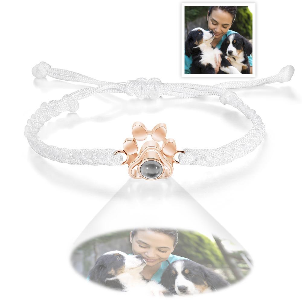 Custom Dog Paw Photo Projection Bracelet Braided Rope Bracelet Gift for Pet Lover - yournamenecklaceau