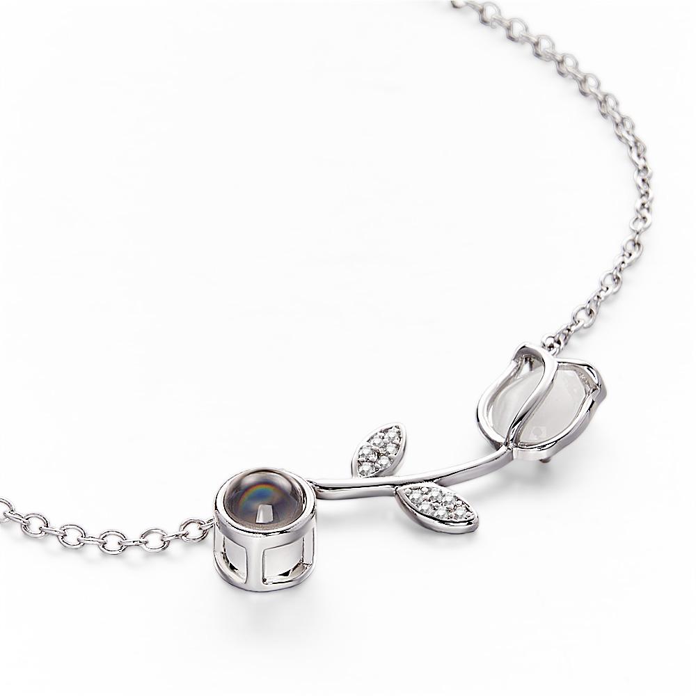 Tulip Photo Projection Bracelet Personalized Picture Flower Bracelet Minimalist Pet Memorial Jewelry