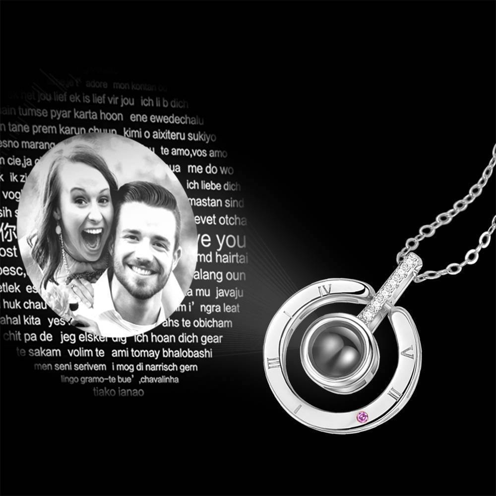 I Love You Necklace in 100 Languages Projection Photo Necklace Round-shaped Silver - yournamenecklace