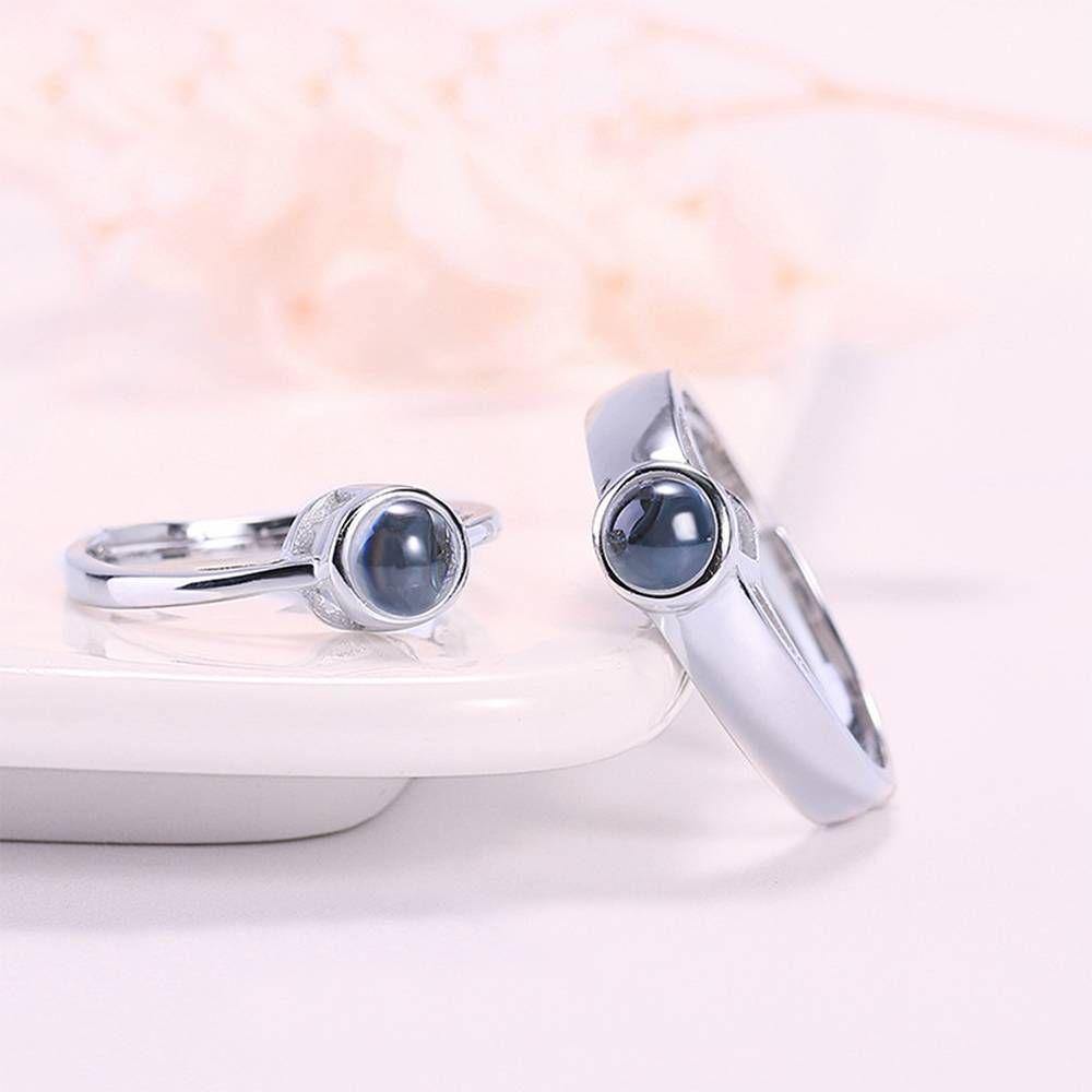I Love You Ring in 100 Languages Projection Photo Engraved Ring, Women's Ring Silver - yournamenecklaceus