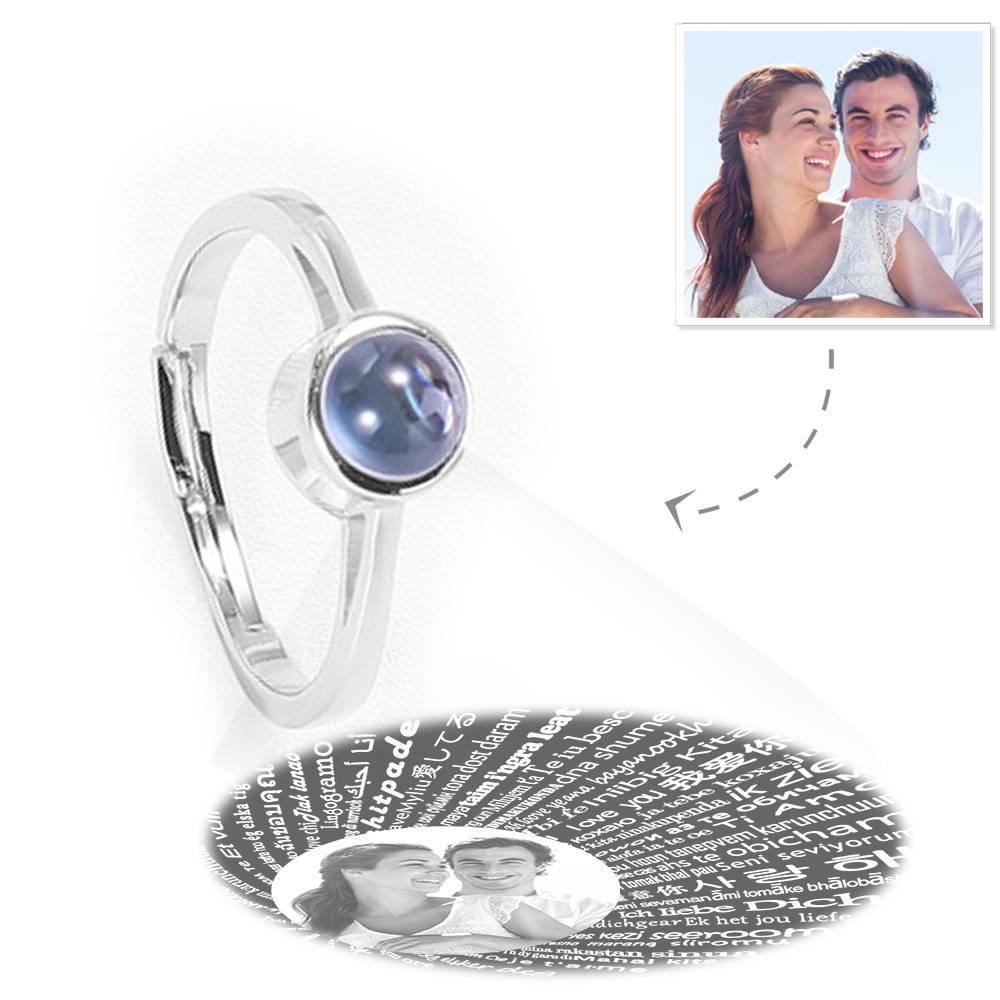 I Love You Ring in 100 Languages Projection Photo Engraved Ring, Women's Ring Silver - yournamenecklaceus