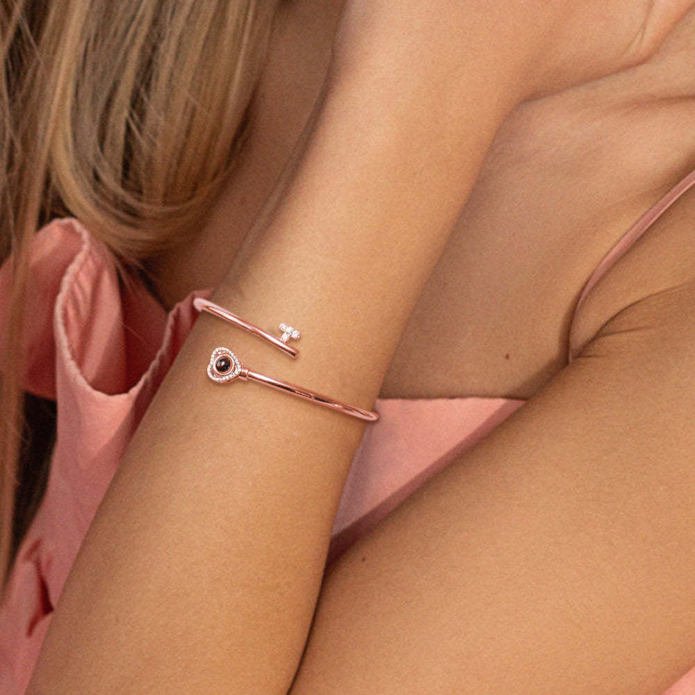Personalized Photo Projection Bracelet Heart Adjustment Bracelet Gift for Her - yournamenecklaceau