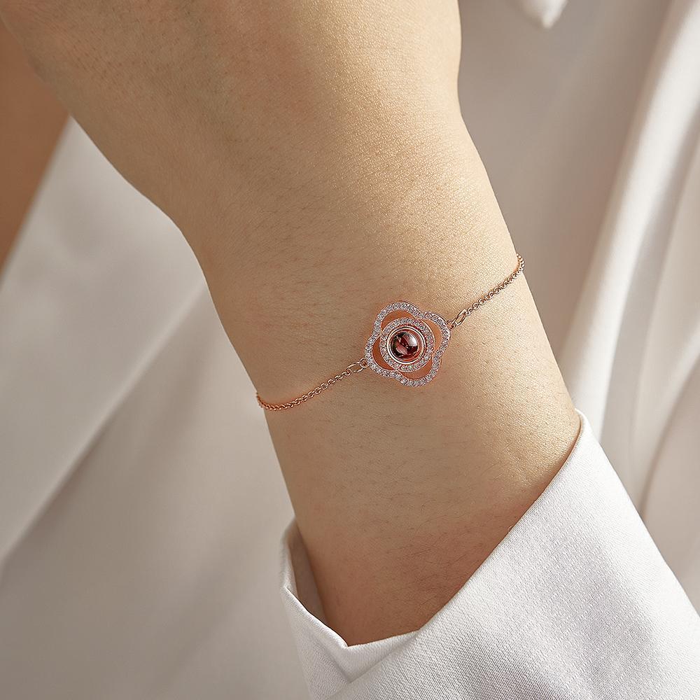 Custom Clover Photo Projection Bracelet Personalized Picture Inside Bracelet Keepsake Jewelry - yournamenecklaceau