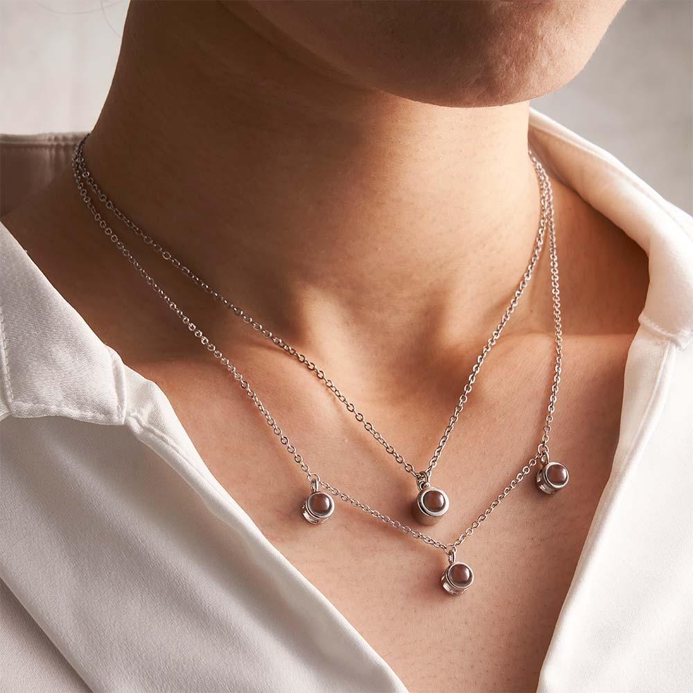 Double Chain Photo Necklace Personalized Projection Necklace Necklace Gift For Women - yournamenecklaceau