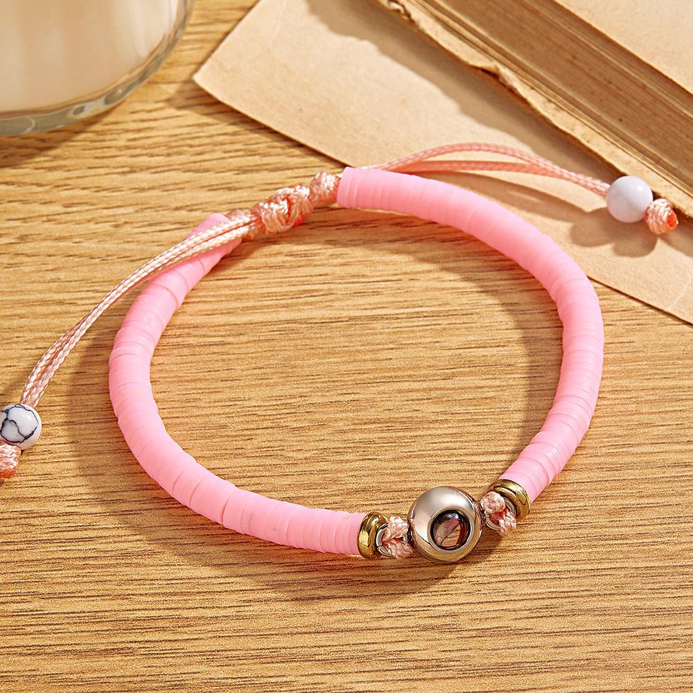 Custom Photo Projection Bracelet Pink Tender Gift for Her - yournamenecklaceau