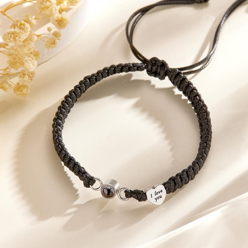 Custom Photo Projection Bracelet Heart Couple Gift - yournamenecklaceau