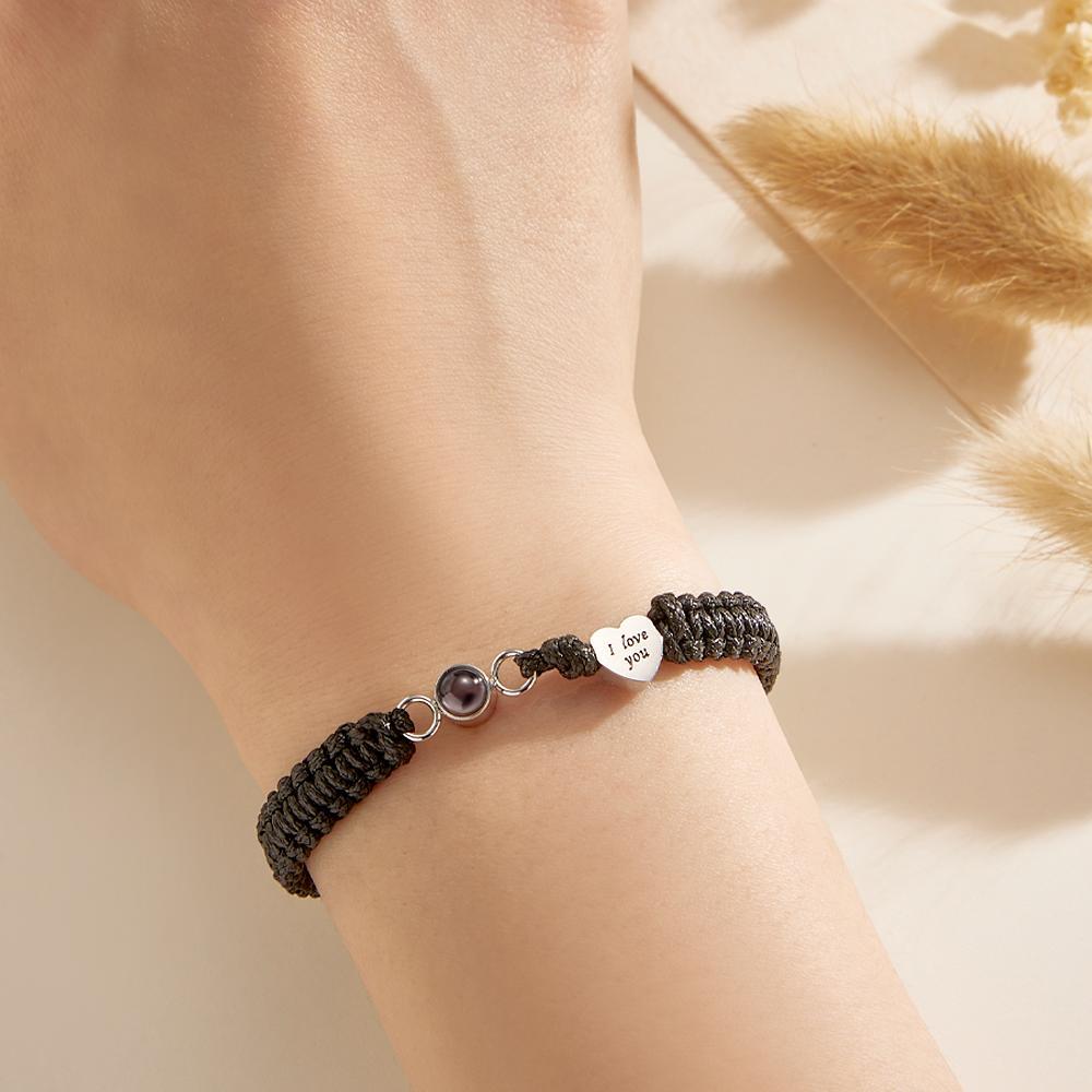 Custom Photo Projection Bracelet Heart Couple Gift - yournamenecklaceau
