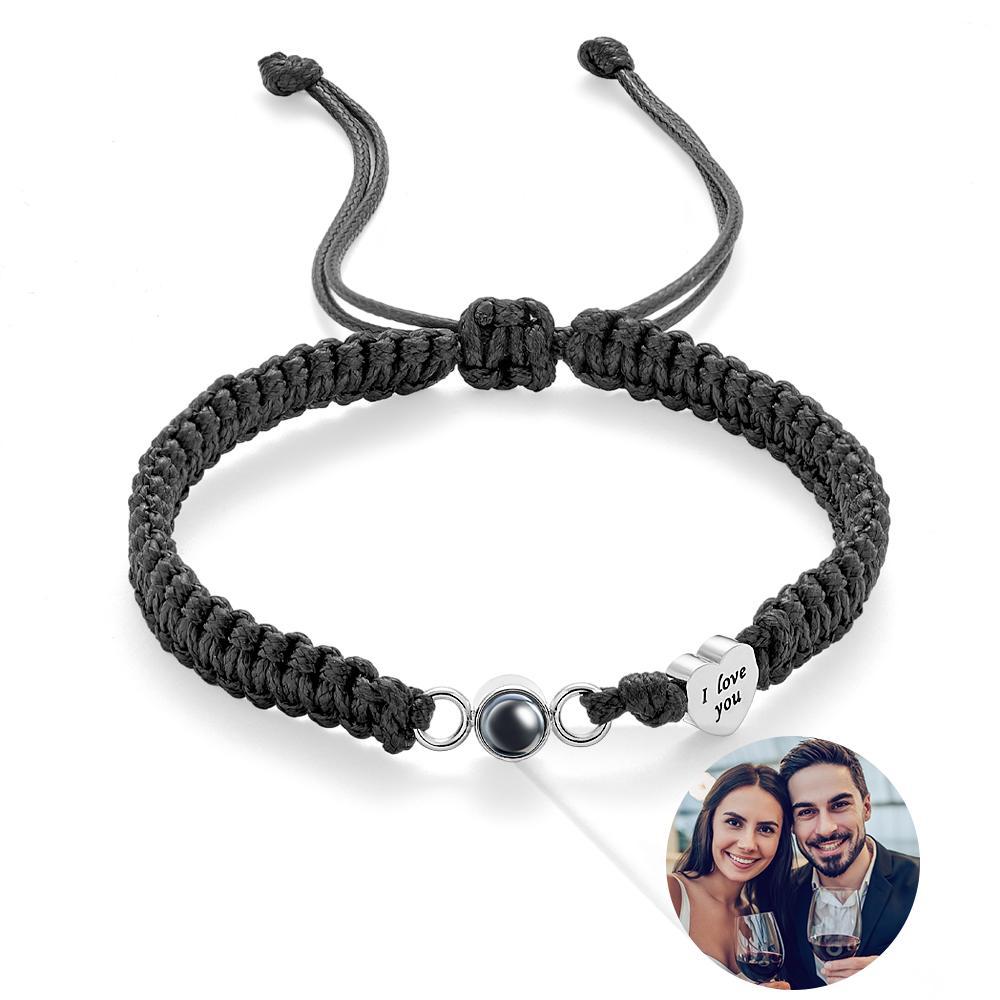 Custom Photo Projection Bracelet Heart Couple Gift - yournamenecklaceau