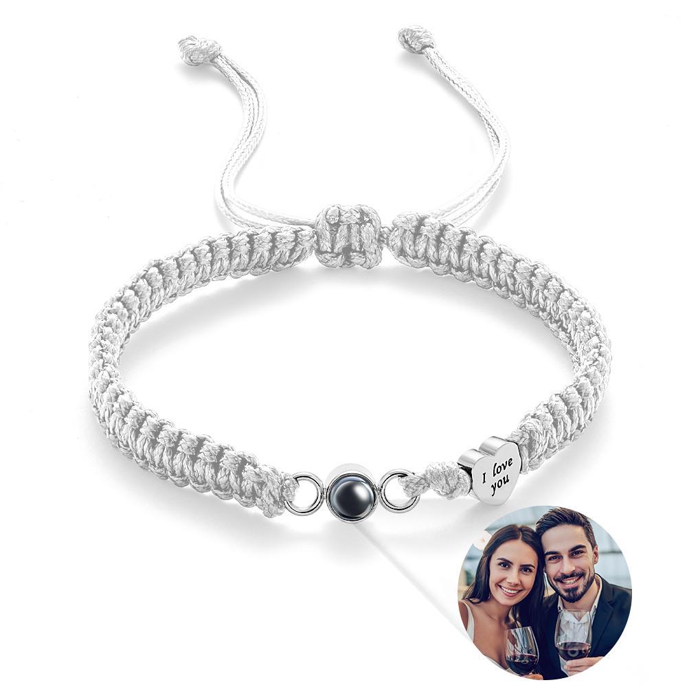 Custom Photo Projection Bracelet Heart Couple Gift - yournamenecklaceau