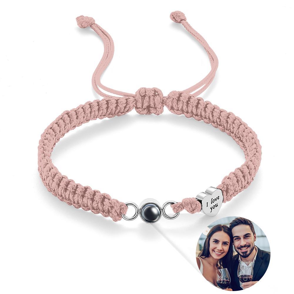 Custom Photo Projection Bracelet Heart Couple Gift - yournamenecklaceau