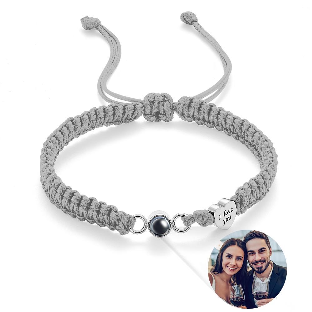 Custom Photo Projection Bracelet Heart Couple Gift - yournamenecklaceau