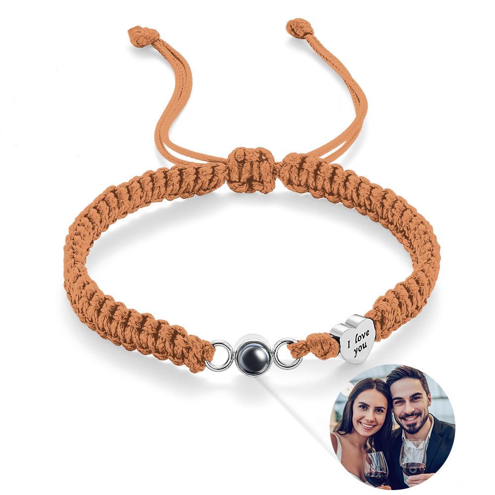 Custom Photo Projection Bracelet Heart Couple Gift - yournamenecklaceau