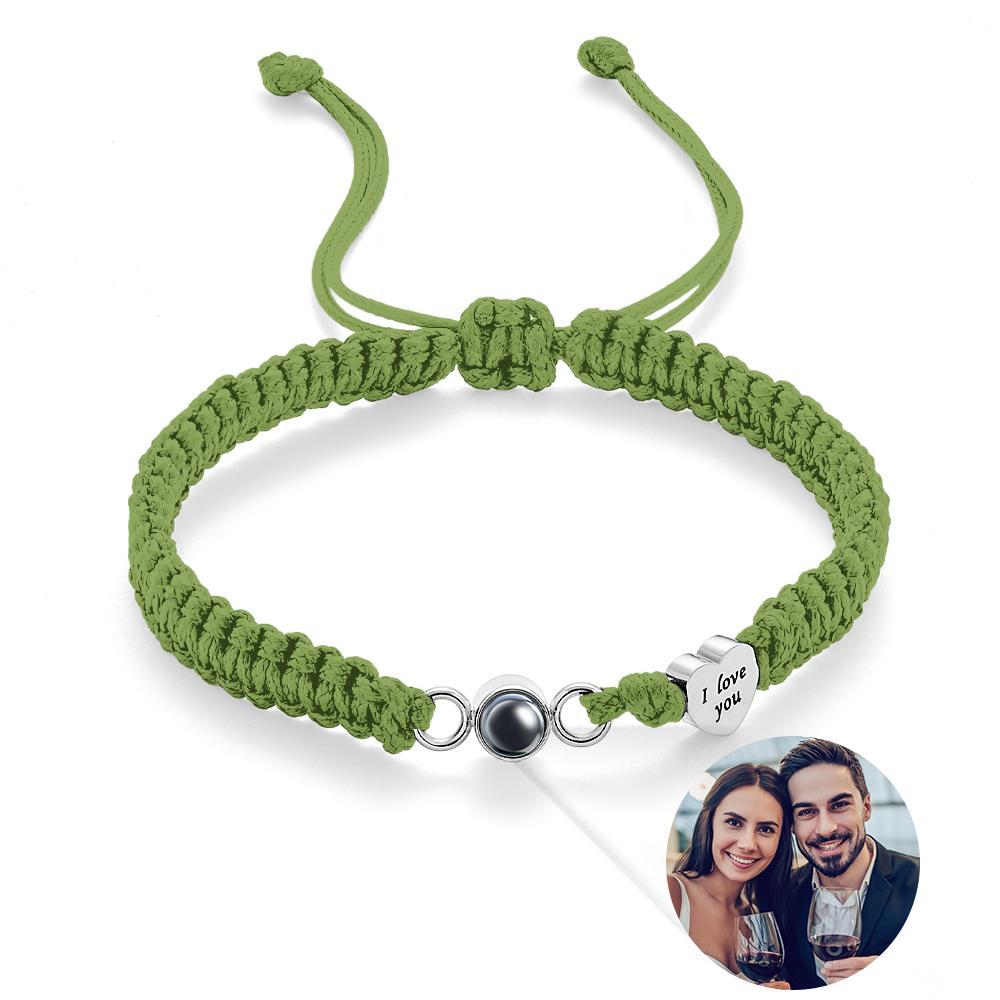 Custom Photo Projection Bracelet Heart Couple Gift - yournamenecklaceau
