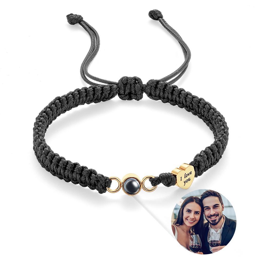 Custom Photo Projection Bracelet Heart Couple Gift - yournamenecklaceau