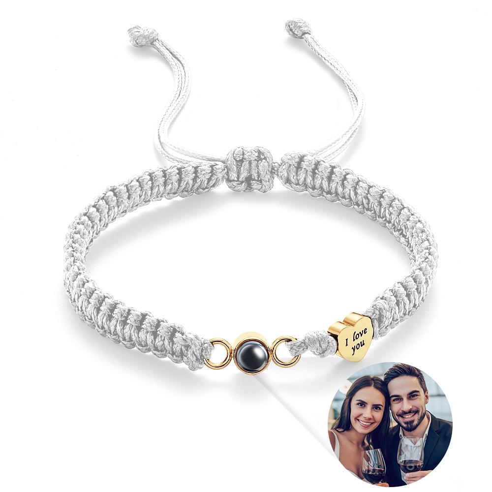 Custom Photo Projection Bracelet Heart Couple Gift - yournamenecklaceau