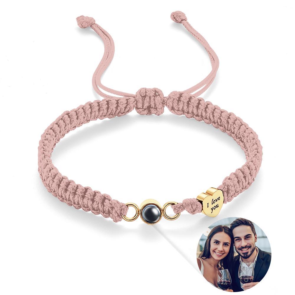 Custom Photo Projection Bracelet Heart Couple Gift - yournamenecklaceau