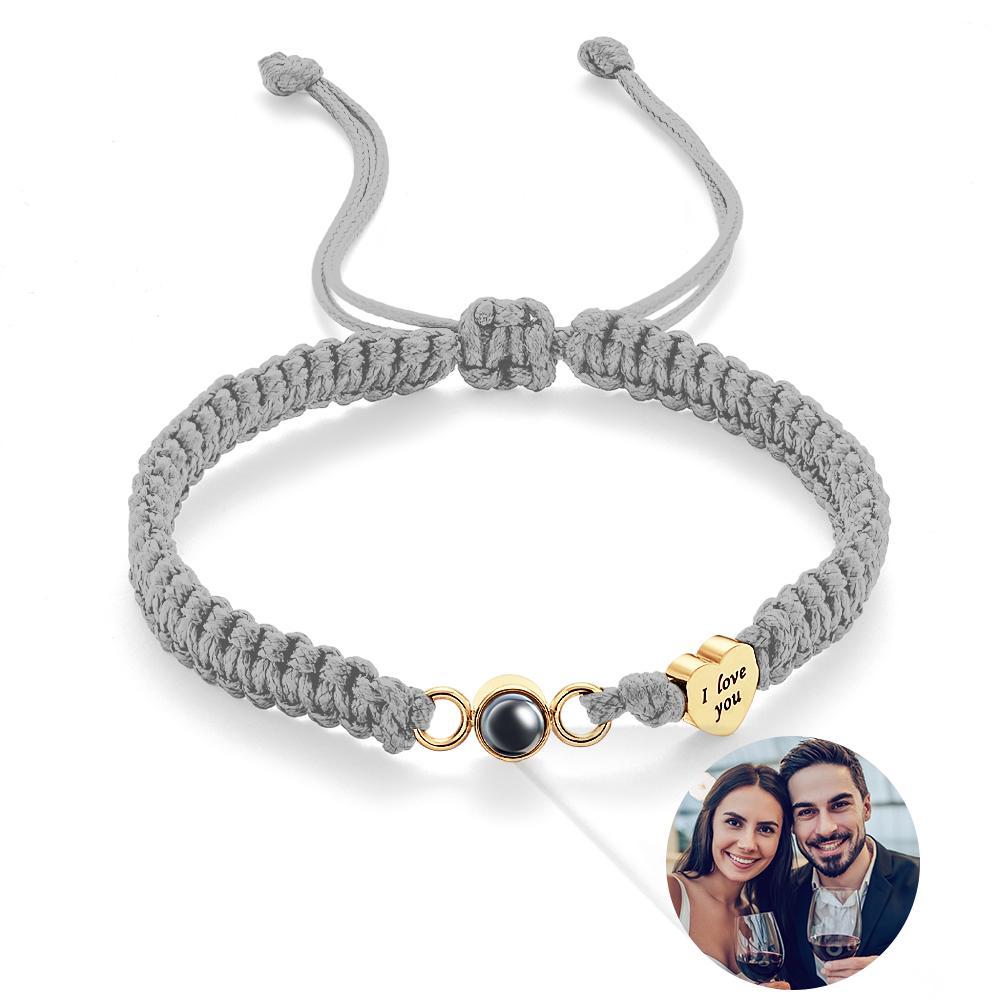 Custom Photo Projection Bracelet Heart Couple Gift - yournamenecklaceau