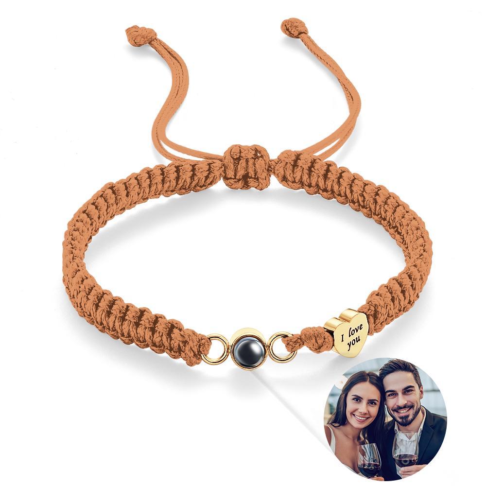 Custom Photo Projection Bracelet Heart Couple Gift - yournamenecklaceau