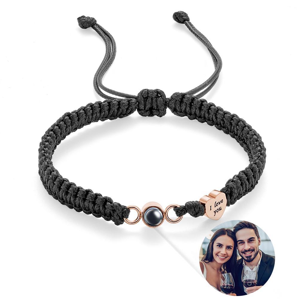 Custom Photo Projection Bracelet Heart Couple Gift - yournamenecklaceau