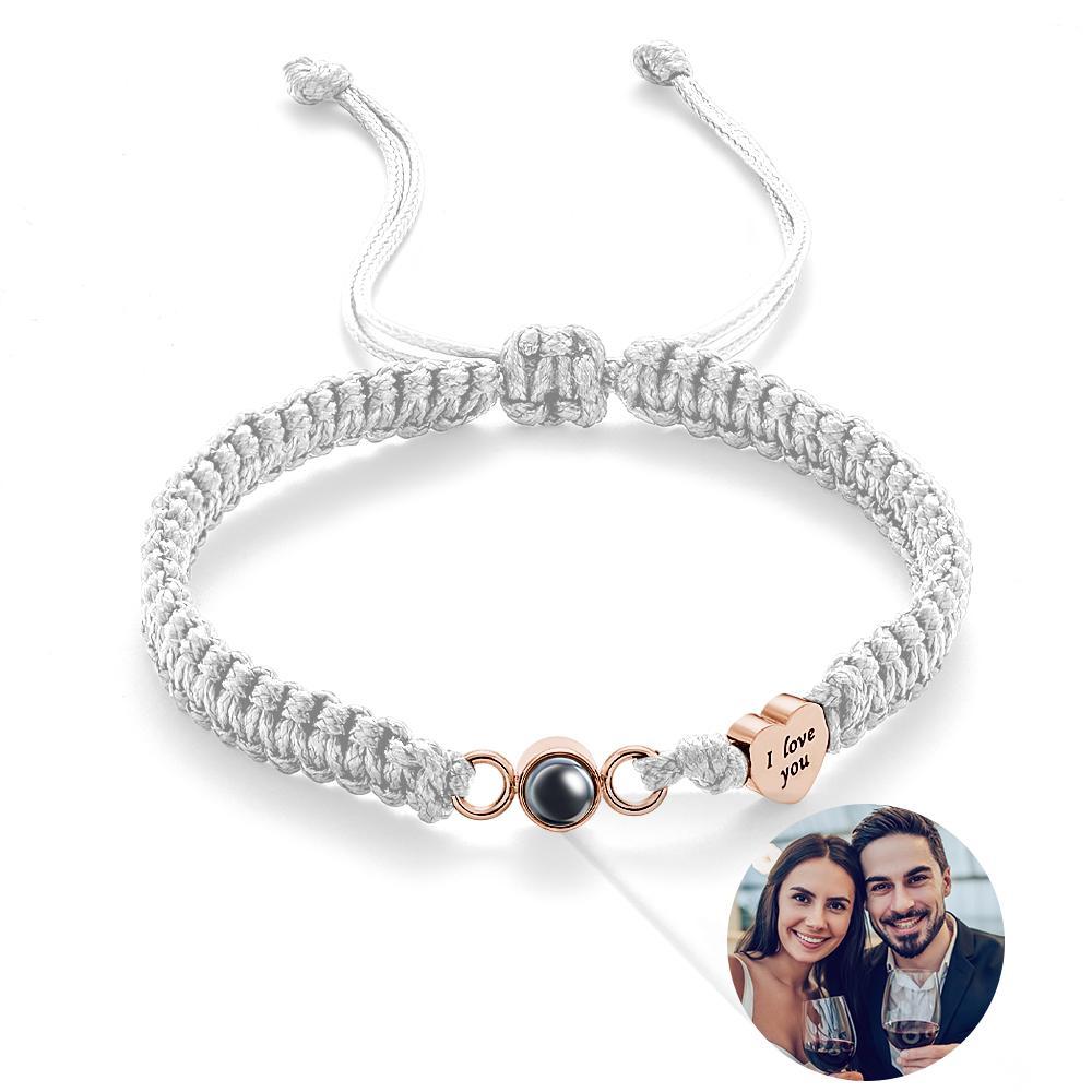 Custom Photo Projection Bracelet Heart Couple Gift - yournamenecklaceau