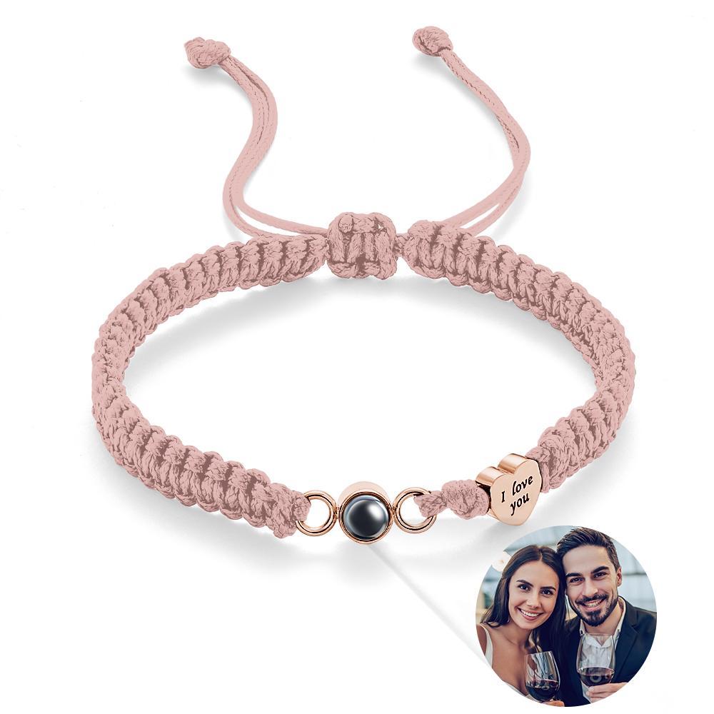 Custom Photo Projection Bracelet Heart Couple Gift - yournamenecklaceau