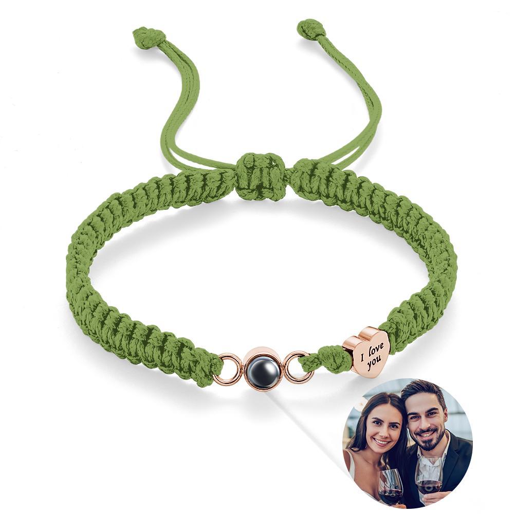 Custom Photo Projection Bracelet Heart Couple Gift - yournamenecklaceau