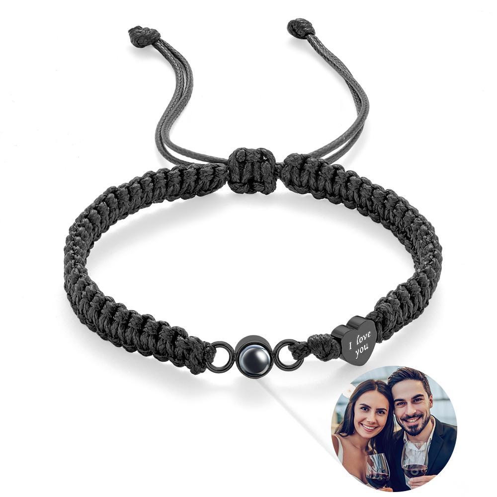 Custom Photo Projection Bracelet Heart Couple Gift - yournamenecklaceau