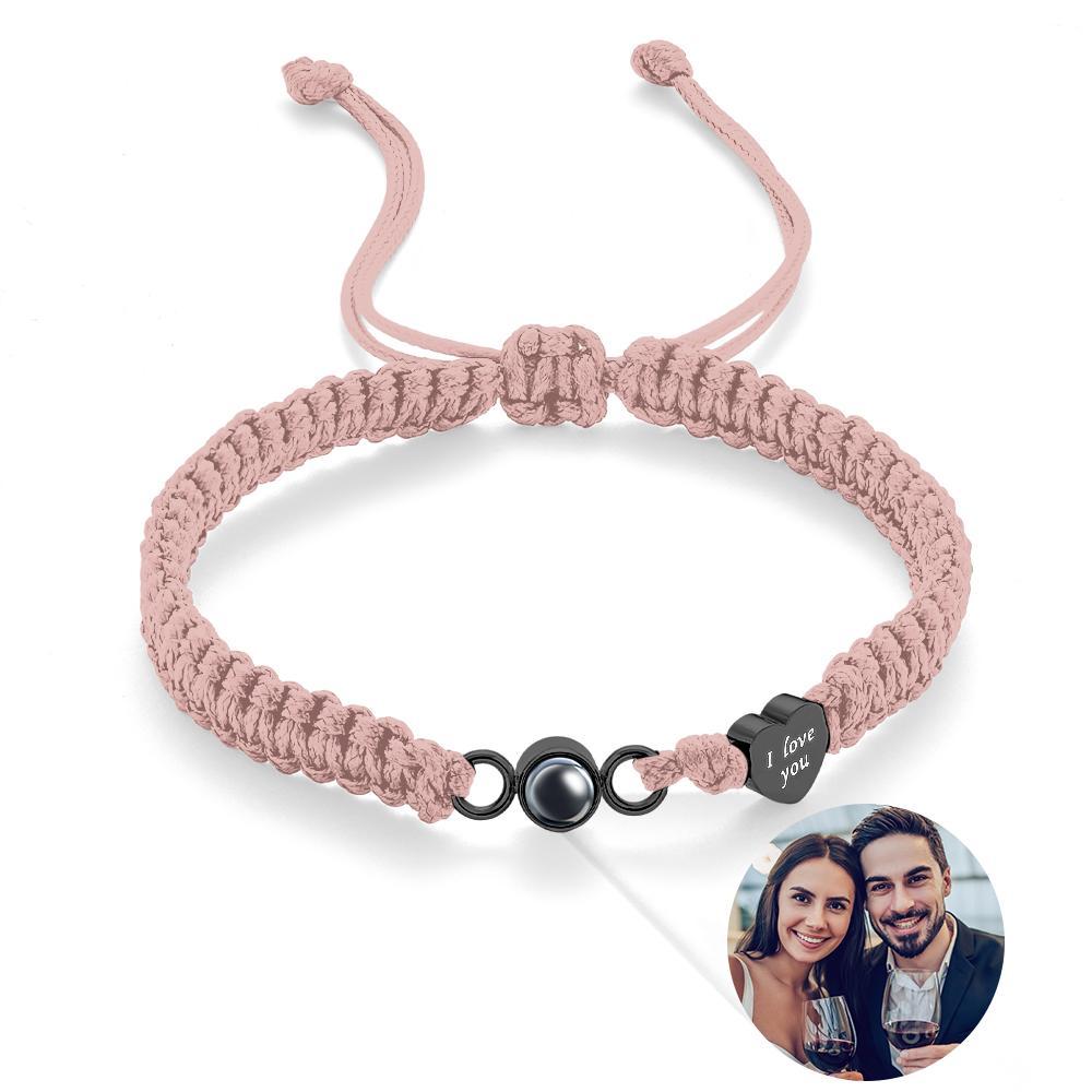 Custom Photo Projection Bracelet Heart Couple Gift - yournamenecklaceau