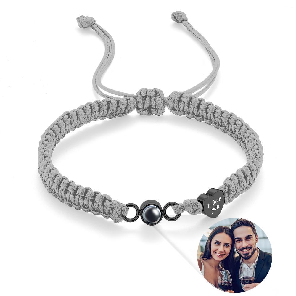 Custom Photo Projection Bracelet Heart Couple Gift - yournamenecklaceau
