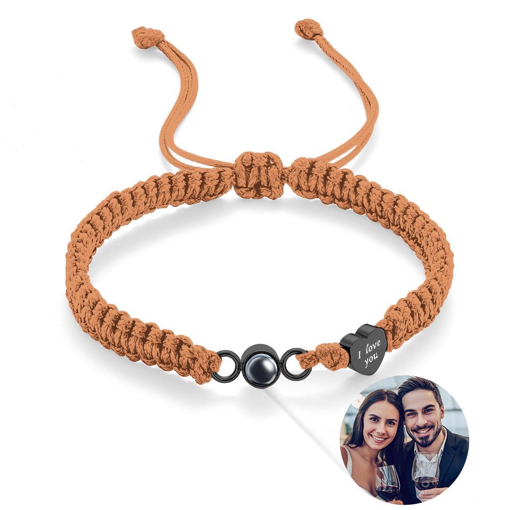 Custom Photo Projection Bracelet Heart Couple Gift - yournamenecklaceau