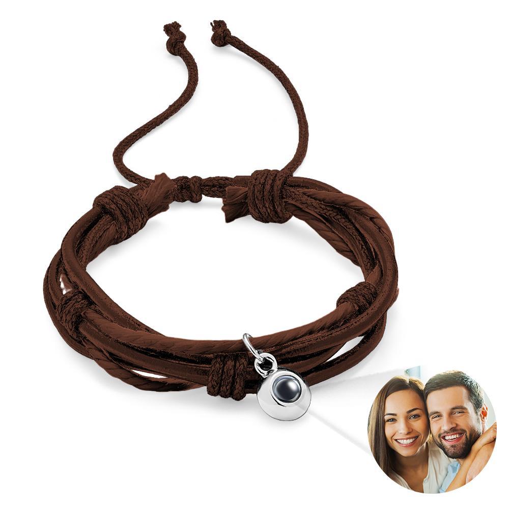 Custom Projection Bracelet Cord Braiding Gift for Him - yournamenecklaceau